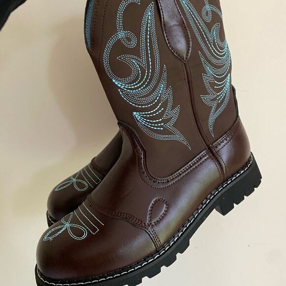 Shoes - Brown and Teal Heeled Cowgirl Western Boots